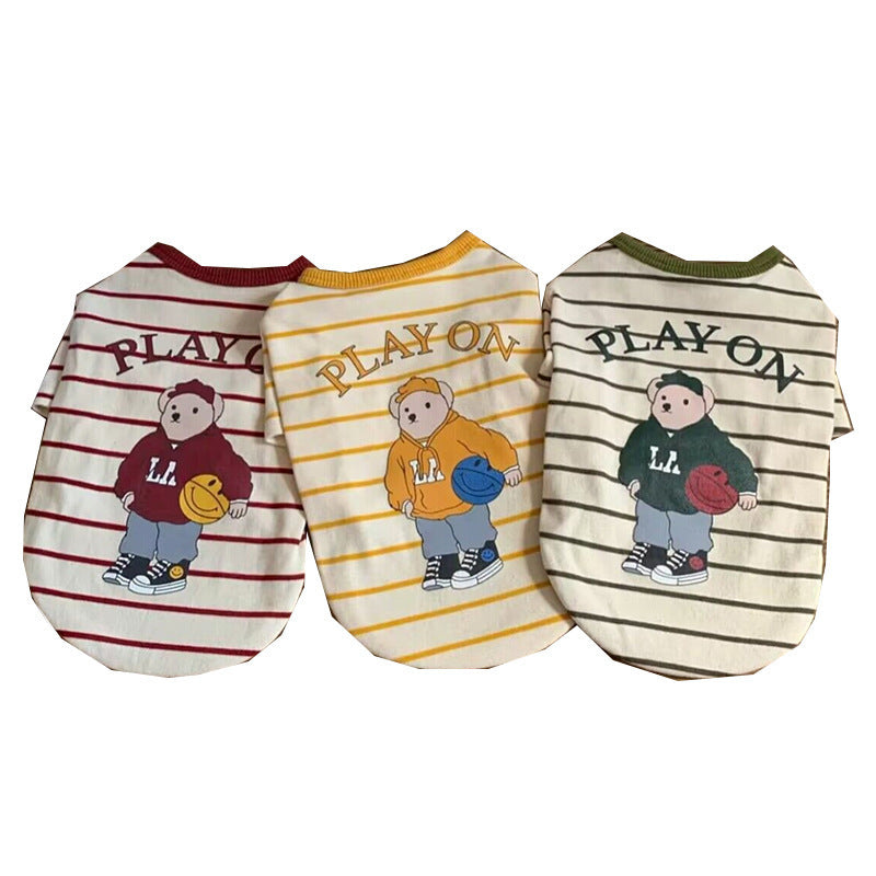 Spring And Summer Dog Thin Striped T-shirt Vest