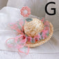 Pet Cute Knitted Straw Hat Flower Hat Cat Dog Photo Props