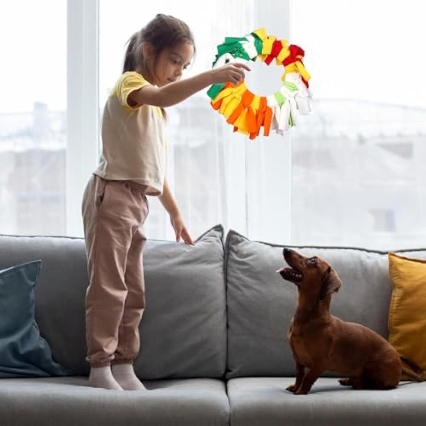 Interactive Sniffle Dog Toy For Throwing, Snuffle Pet Flying Disk For Dogs, Dog Flying Toy, Dog Sniffing Collar Toy Soft Polar Fleece Relieve Boredom Sniff Ball Enrichment Toy For Pet