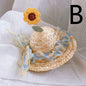 Pet Cute Knitted Straw Hat Flower Hat Cat Dog Photo Props