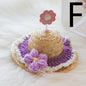 Pet Cute Knitted Straw Hat Flower Hat Cat Dog Photo Props