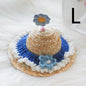 Pet Cute Knitted Straw Hat Flower Hat Cat Dog Photo Props