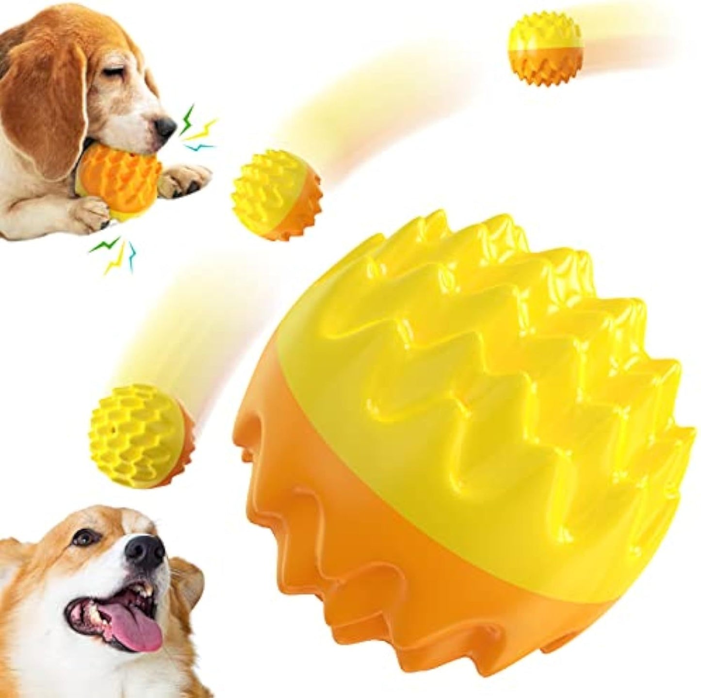 Squeaky Dog Ball Toy For Aggressive Chewers Dental Dog Toy For Healthy Teeth Gums  Spiky Ball Durable Floatable Rubber Pet Toys Mental Enrichment - All Breed Sizes