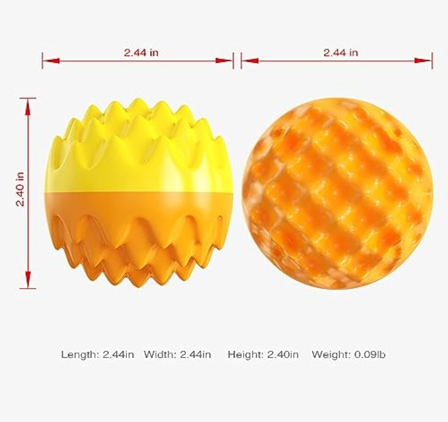 Squeaky Dog Ball Toy For Aggressive Chewers Dental Dog Toy For Healthy Teeth Gums  Spiky Ball Durable Floatable Rubber Pet Toys Mental Enrichment - All Breed Sizes